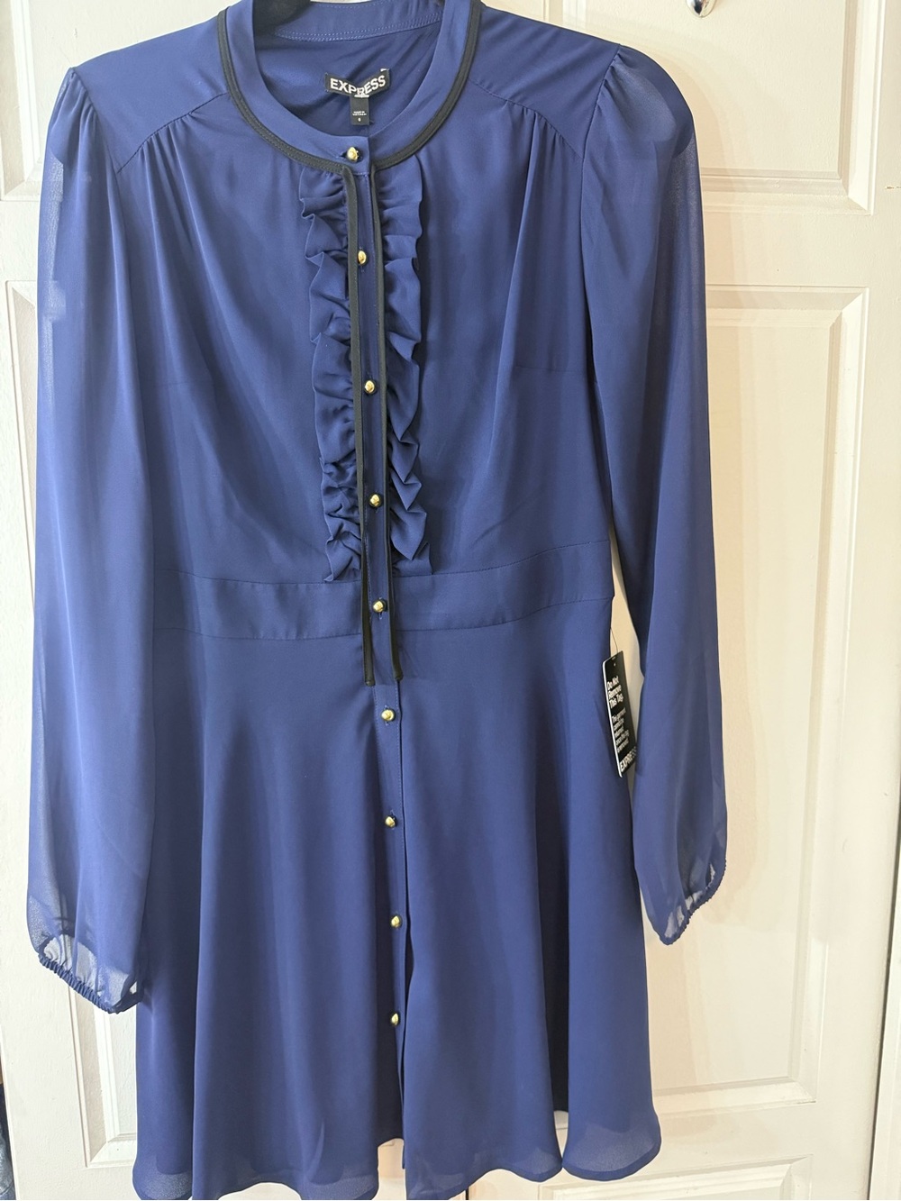 EXPRESS Royal Blue Ruffle Mini Dress NWT Feminine Romantic Style